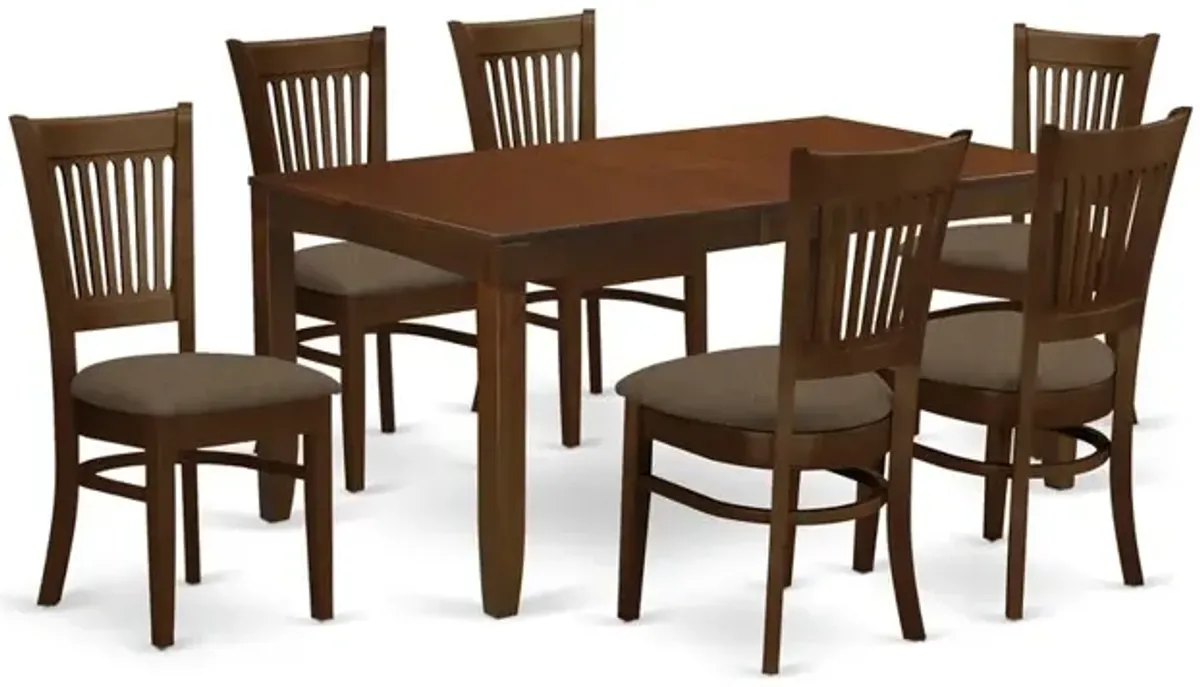 East West Furniture LYVA7-ESP-C 7 Pc Dining Table with a 12 Leaf and 6 Cushion Kitchen Chairs