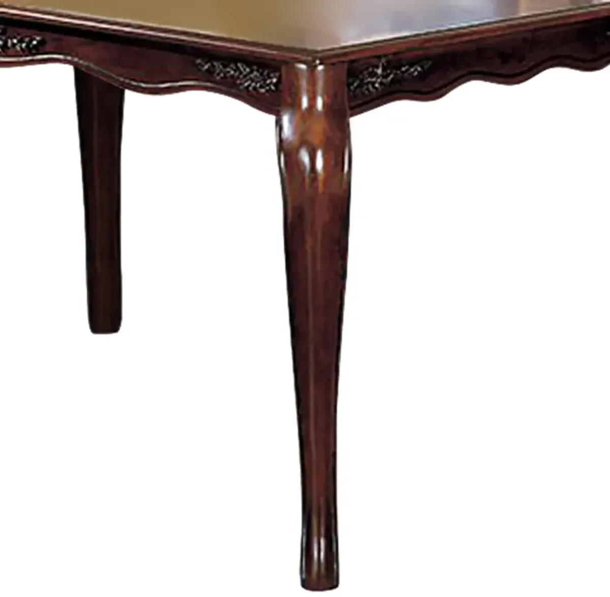 Wooden Dining Table with Floral Carved Accents and Cabriole Legs, Brown-Benzara