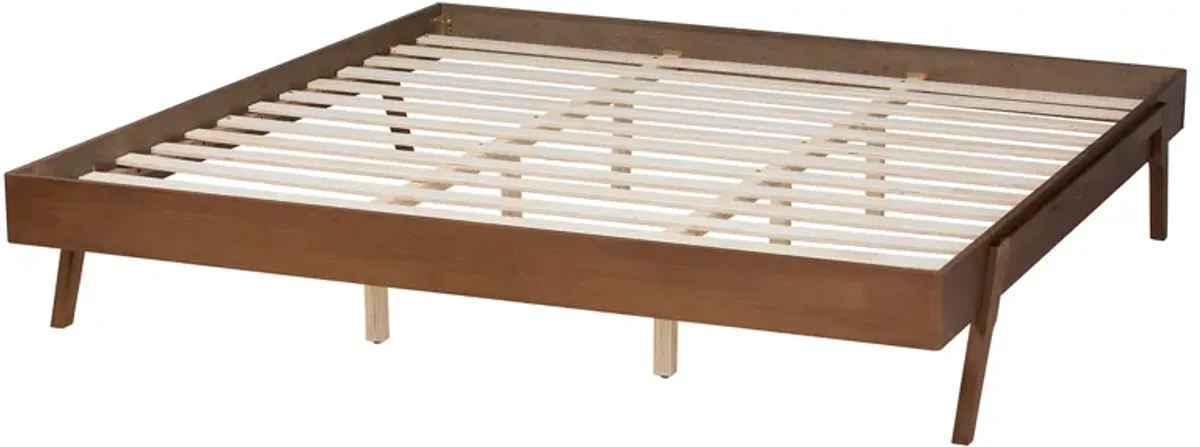 Baxton Studio Sarita Mid-Century Modern Ash Walnut Finished Wood King Size Bed Frame