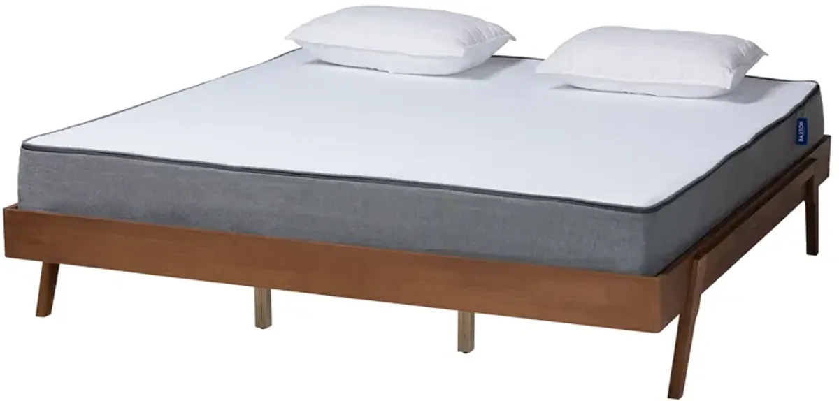 Baxton Studio Sarita Mid-Century Modern Ash Walnut Finished Wood King Size Bed Frame