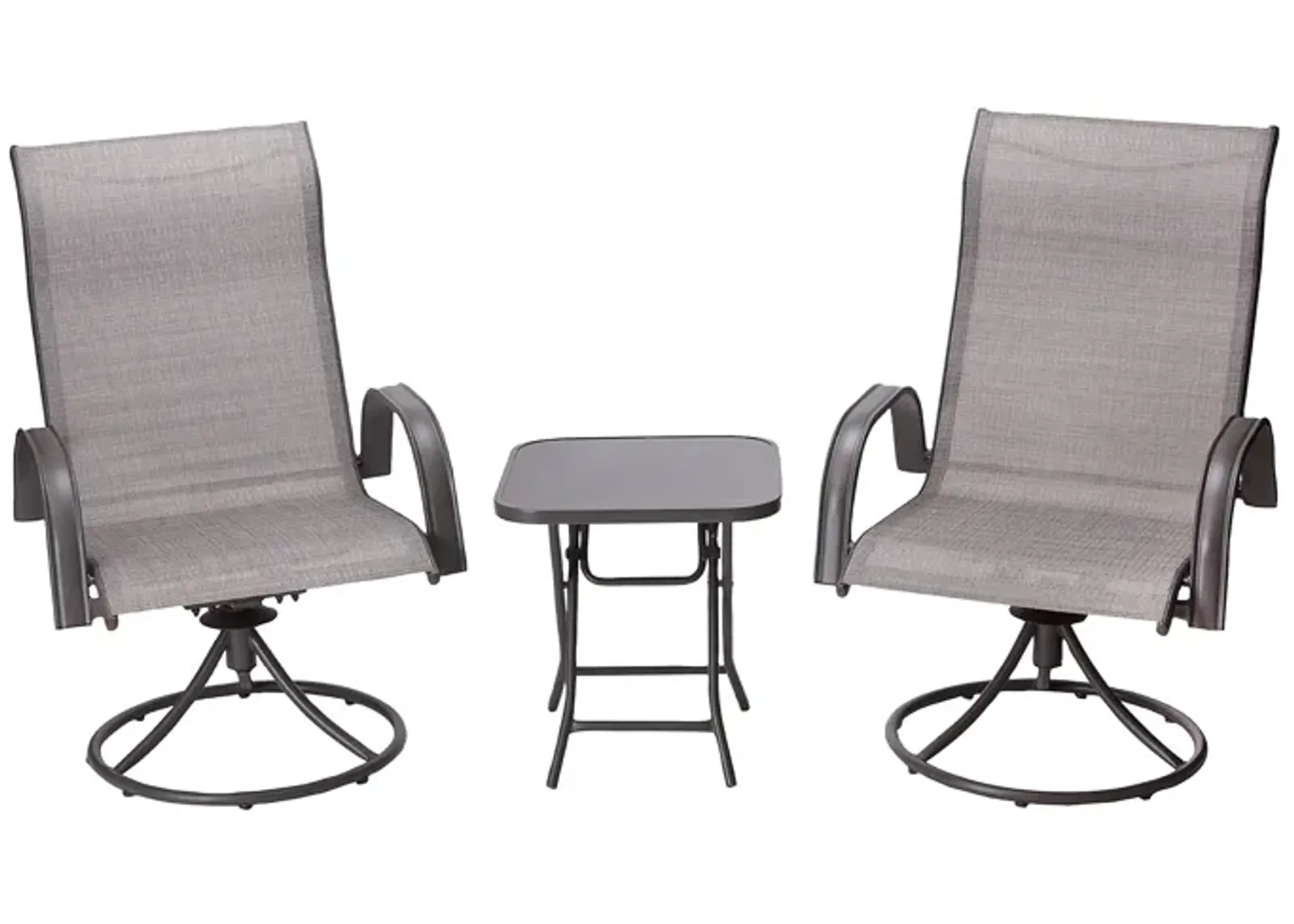 Teamson Home Indoor/Outdoor Steel Swivel 3 Piece Bistro Table and Chairs Set, Tan