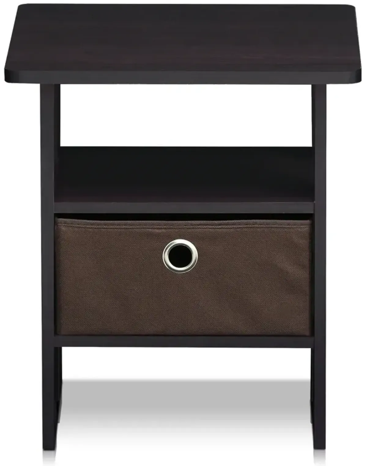 Furinno Andrey End Table / Side Table / Night Stand / Bedside Table with Bin Drawer, Dark Walnut, 1-Pack, Center Bin