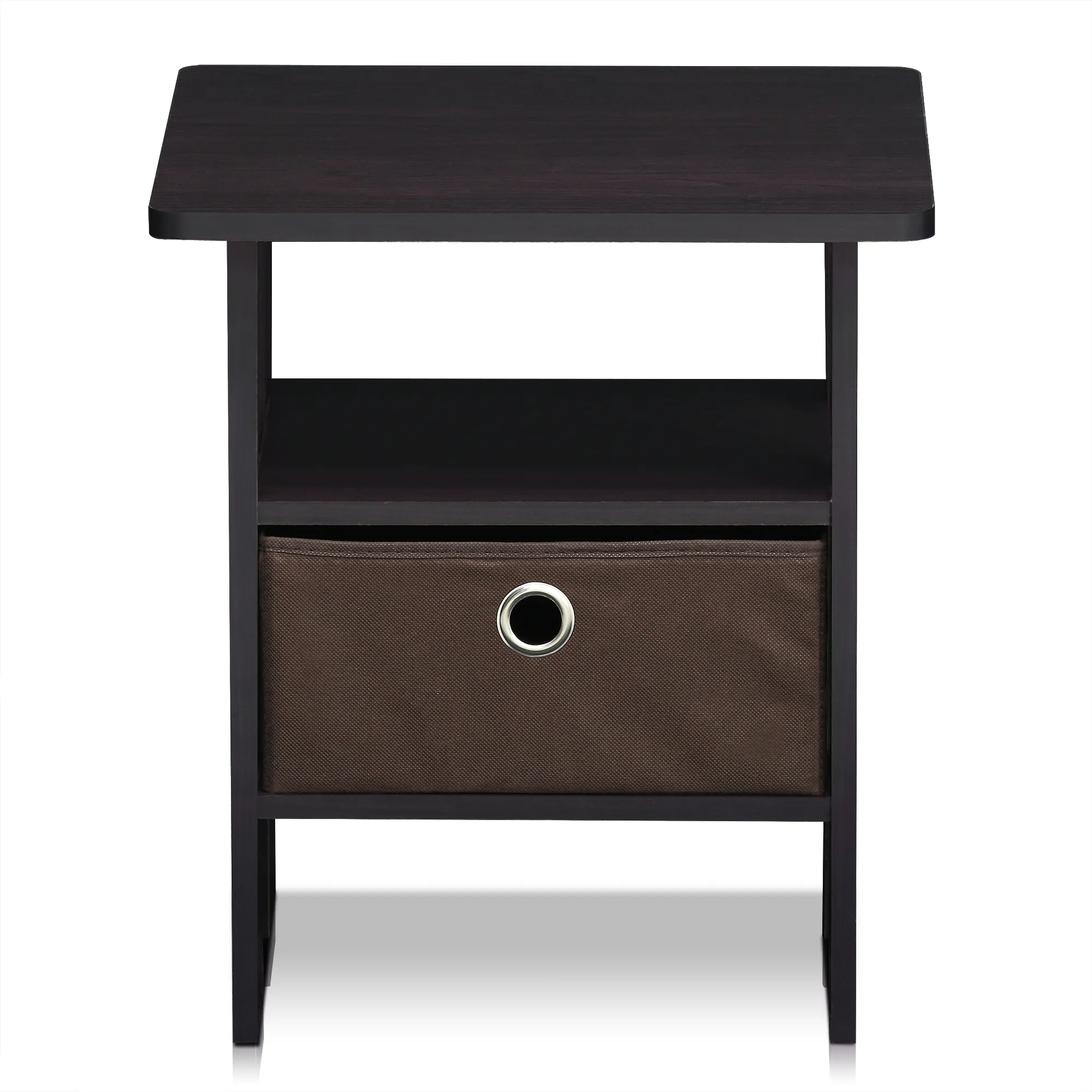 Furinno Andrey End Table / Side Table / Night Stand / Bedside Table with Bin Drawer, Dark Walnut, 1-Pack, Center Bin