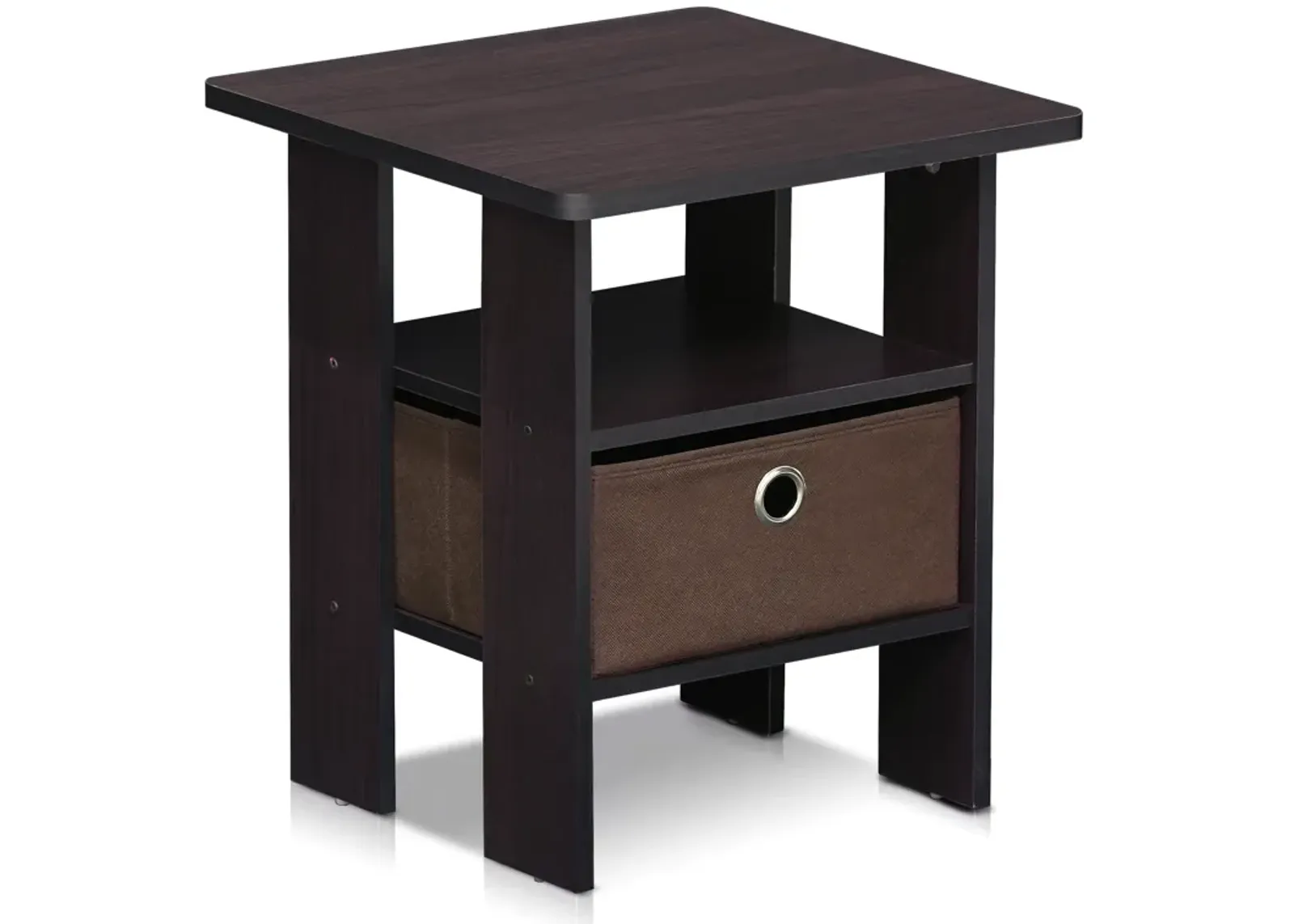 Furinno Andrey End Table / Side Table / Night Stand / Bedside Table with Bin Drawer, Dark Walnut, 1-Pack, Center Bin