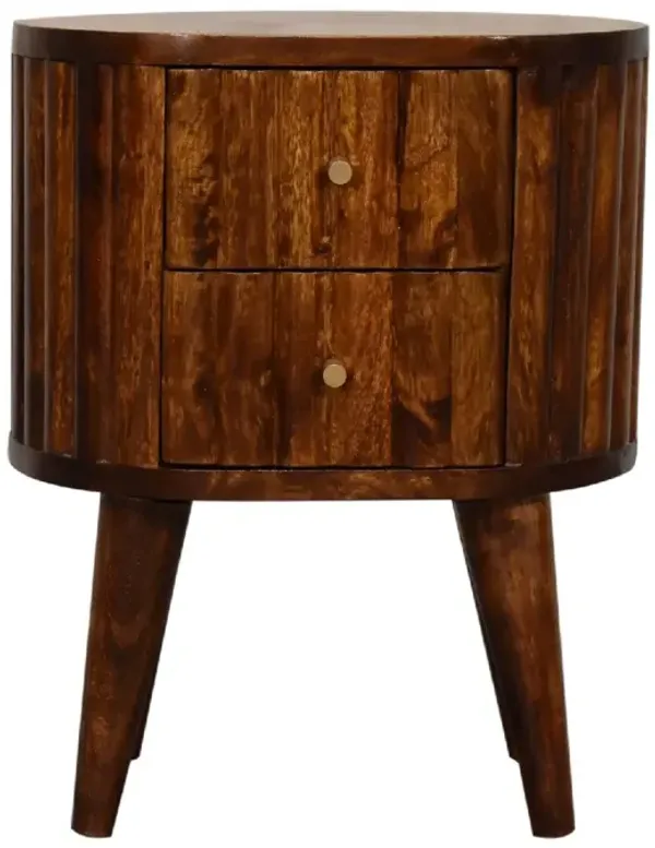 Stripe Chestnut 2 Drawer Solid Wood Nightstand