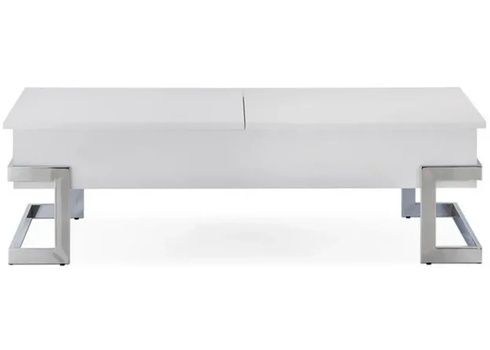 Wooden Coffee Table With Lift Top Storage Space, White-Benzara