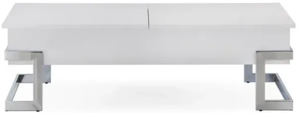 Wooden Coffee Table With Lift Top Storage Space, White-Benzara