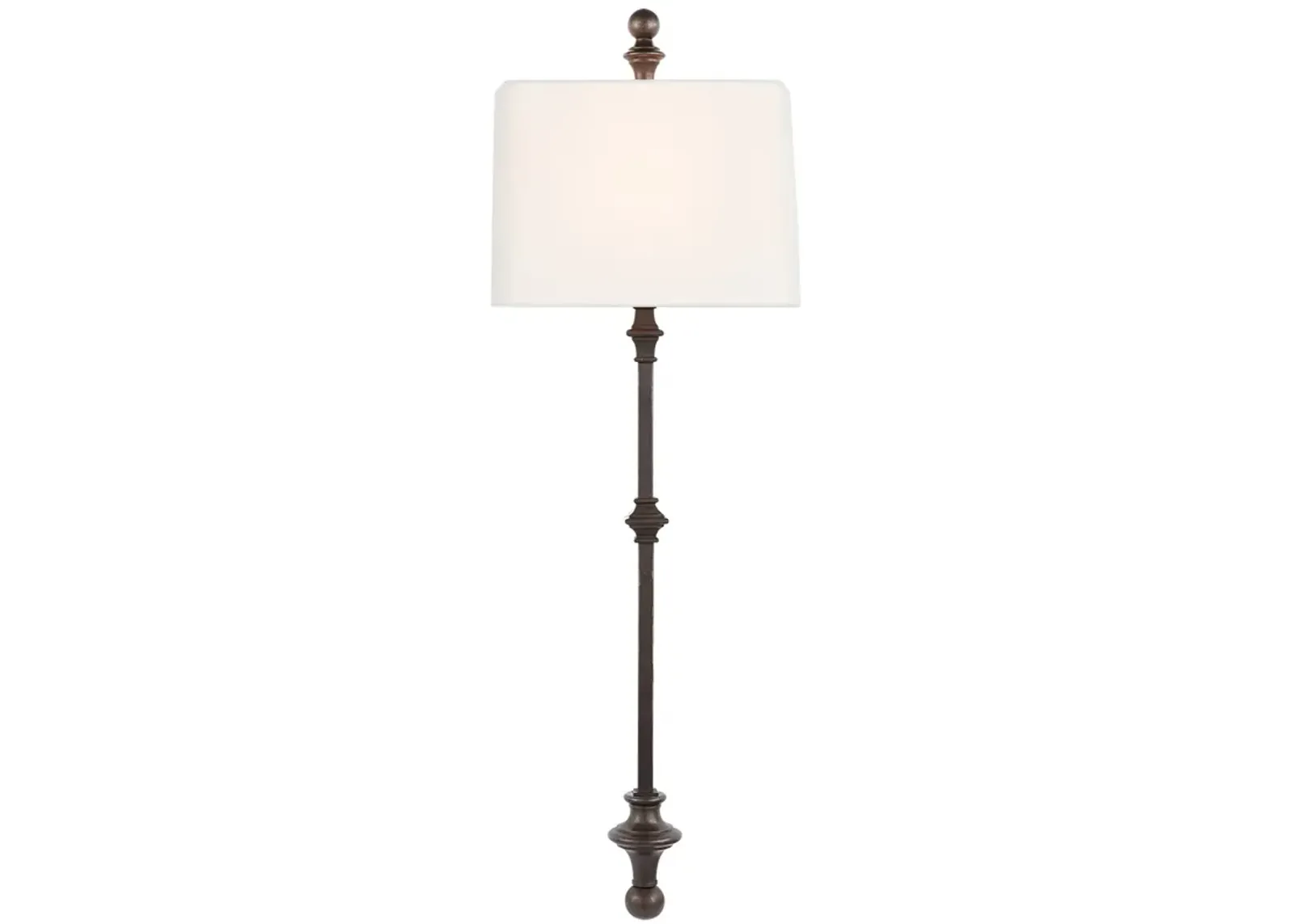 Cawdor Stanchion Wall Light in Aged Iron with Linen Shade