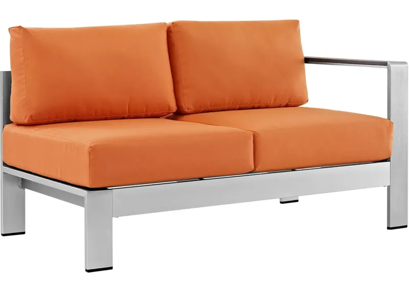 Silver Orange Shore Outdoor Patio Aluminum Right-Arm Loveseat