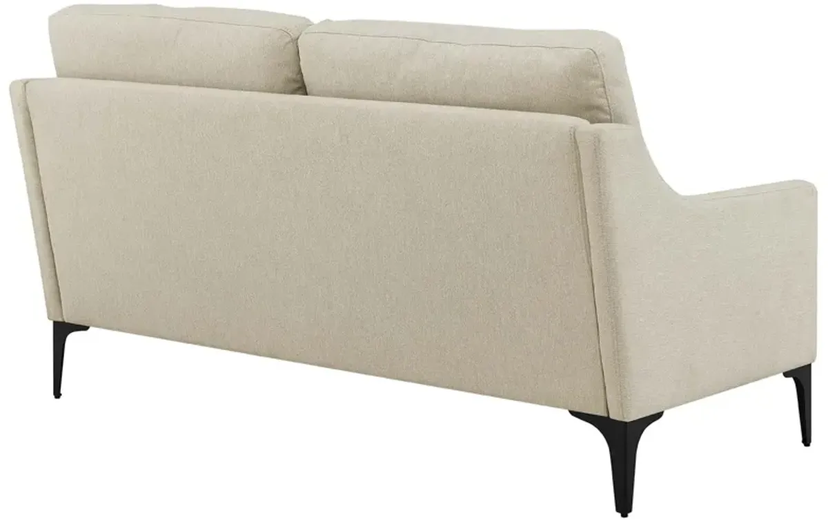 Corland Upholstered Fabric Loveseat Brown