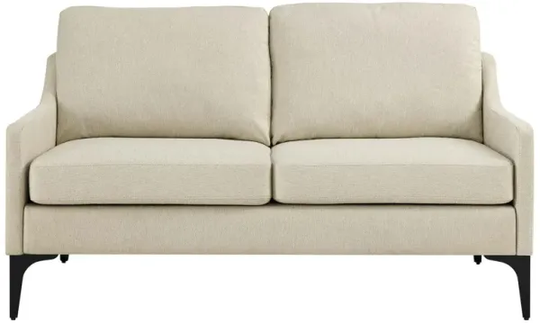 Corland Upholstered Fabric Loveseat Brown