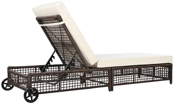 Merax Rattan Outdoor Lounge Chair with Cushion and Wheels for Poolside