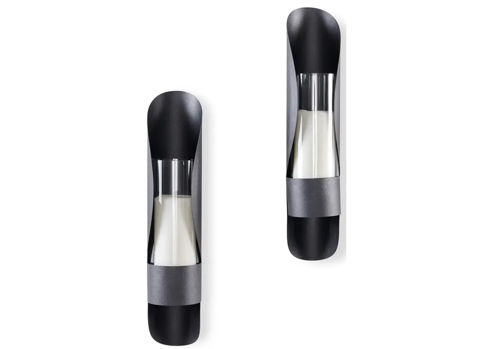 Wall Mount Hugging Metal Candle Sconces with Glass Inserts - (Set of 2) - Black