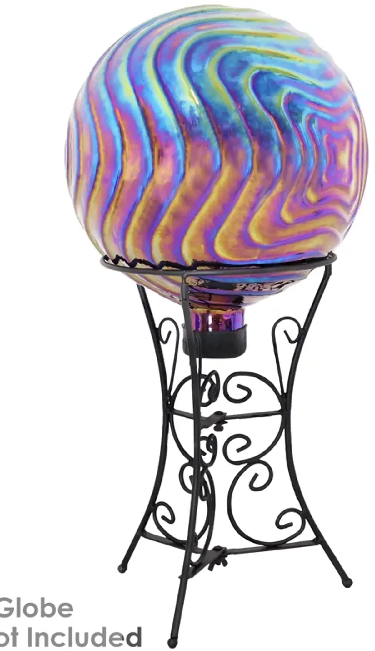 Sunnydaze Blue, Purple and Gold Rippled Glass Gazing Globe - 10 in