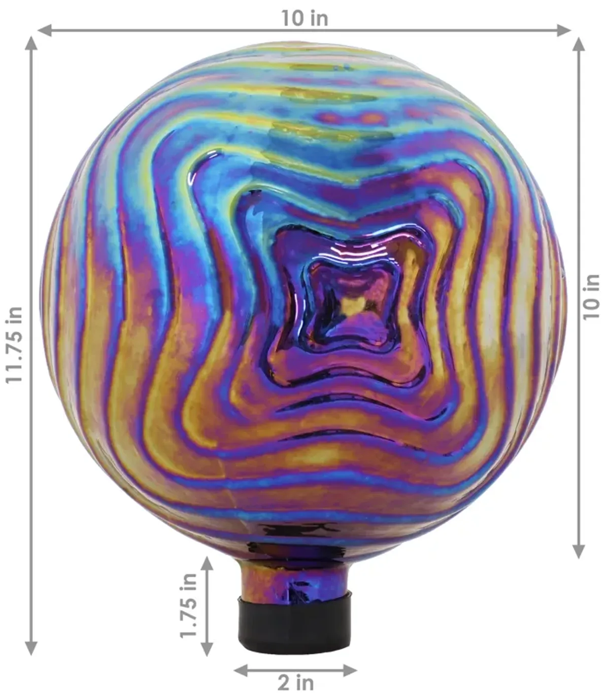 Sunnydaze Blue, Purple and Gold Rippled Glass Gazing Globe - 10 in