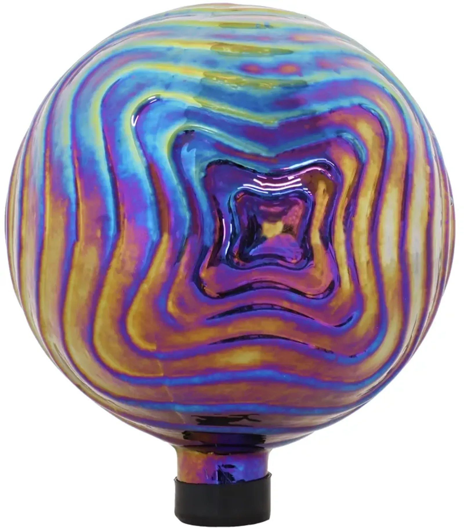 Sunnydaze Blue, Purple and Gold Rippled Glass Gazing Globe - 10 in