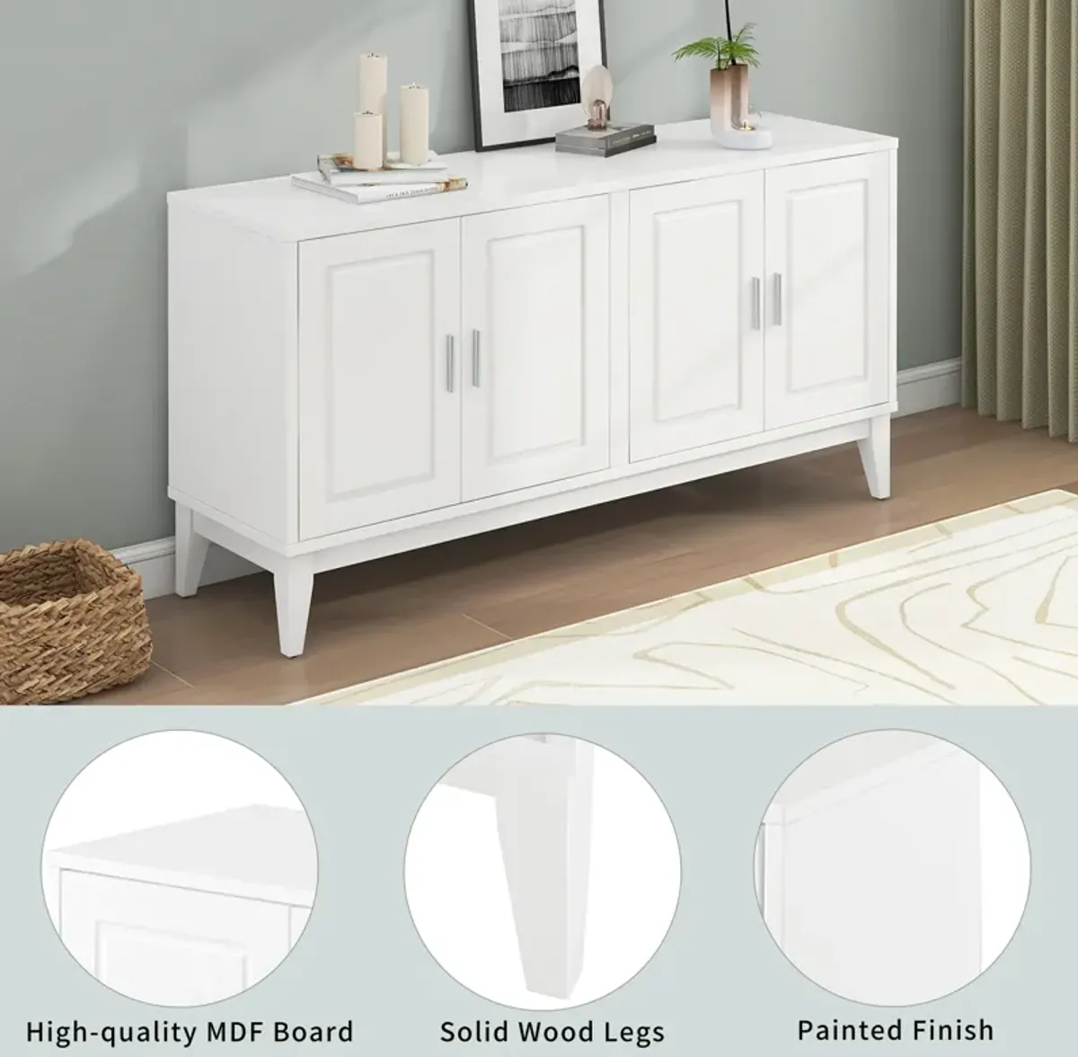 Merax 4-Door Sideboard Storage Cabinet with Door Shelf