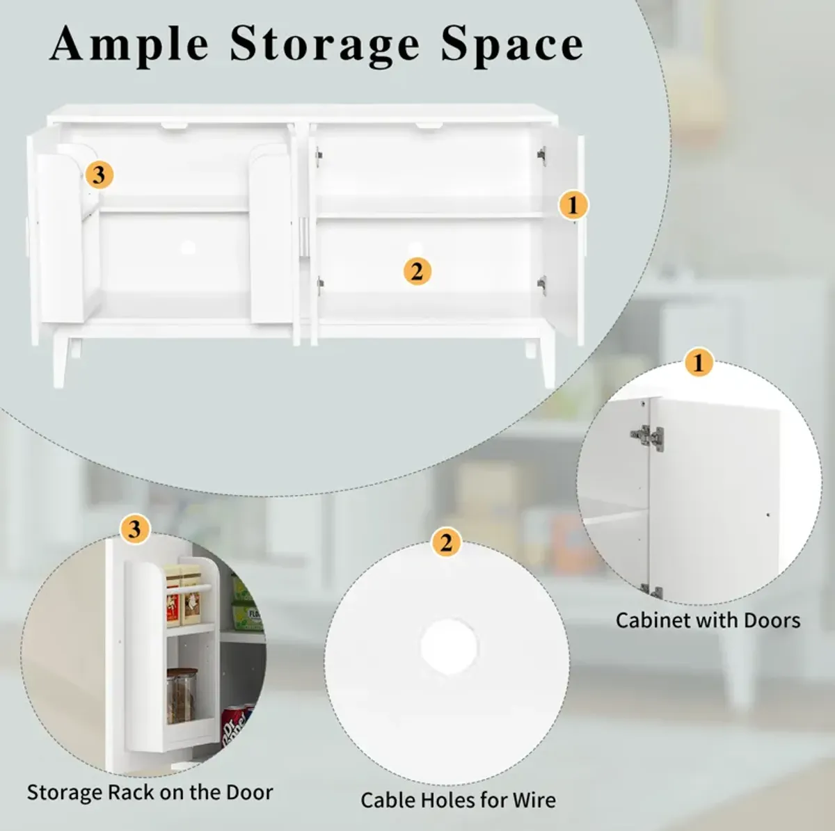 Merax 4-Door Sideboard Storage Cabinet with Door Shelf