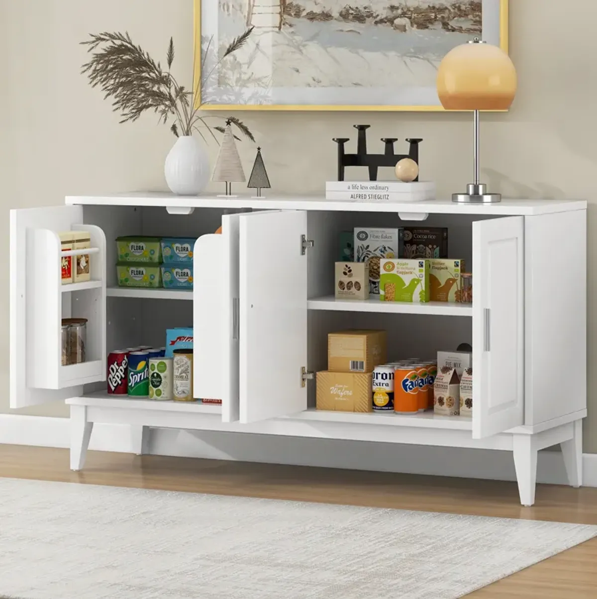 Merax 4-Door Sideboard Storage Cabinet with Door Shelf