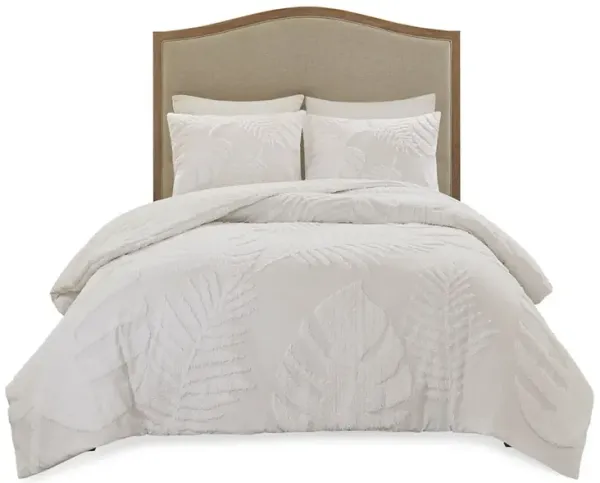 Gracie Mills Domenic 3-Piece Palm Chenille Duvet Cover Set