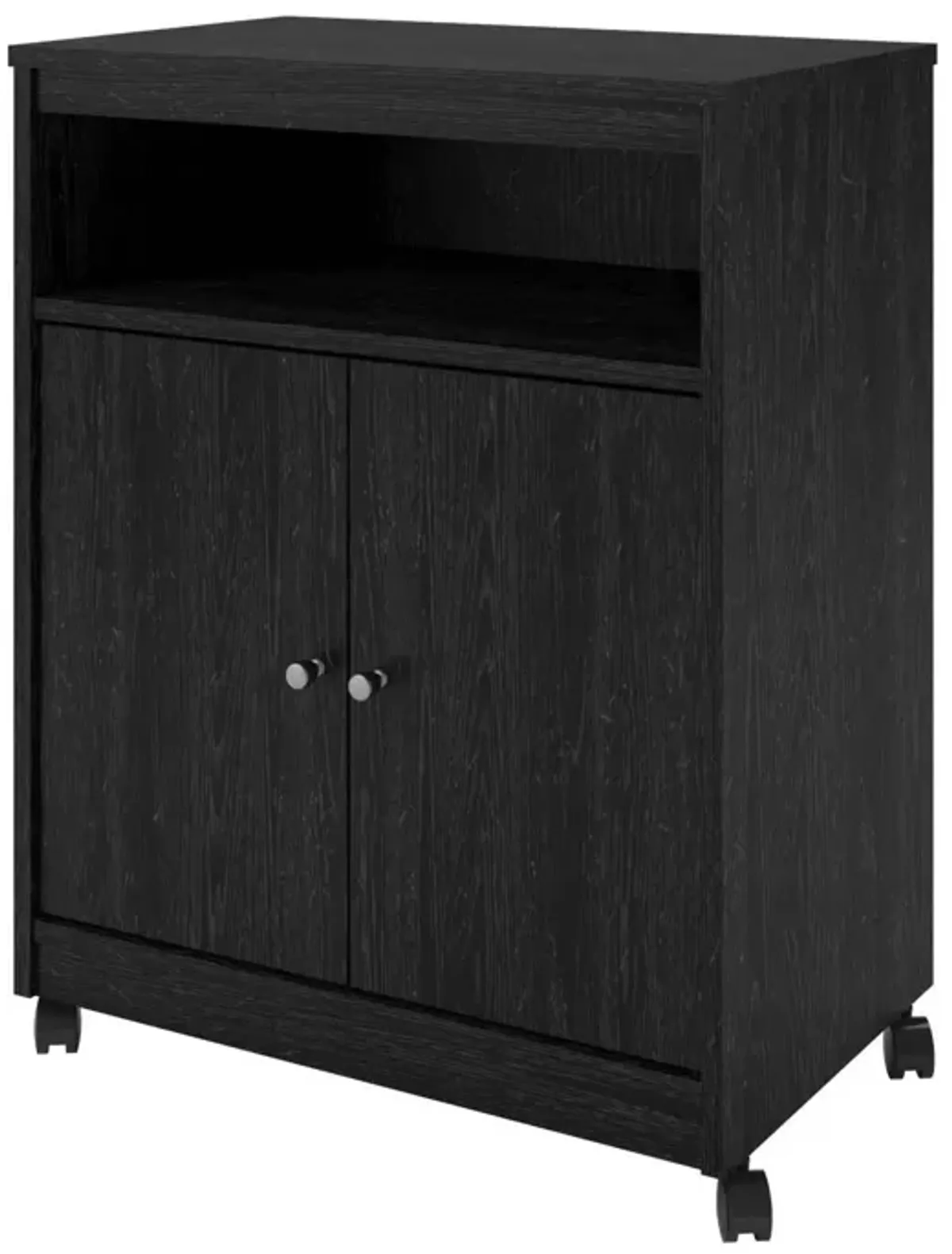 Hivvago Black Utility Cart / Kitchen Microwave Cart with Casters