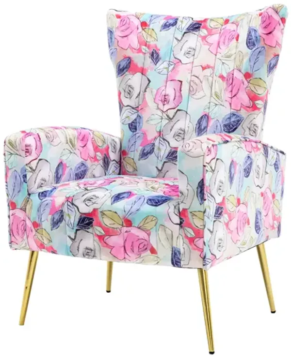 Accent Chair, Leisure Single Chair With Rose Golden Feet