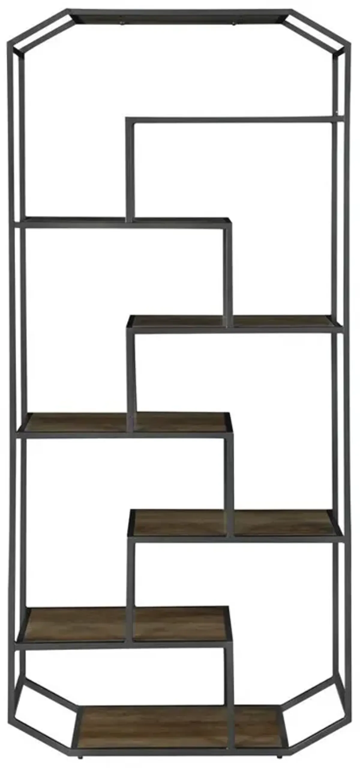 Leland 6-shelf Bookcase Rustic Brown and Dark Grey