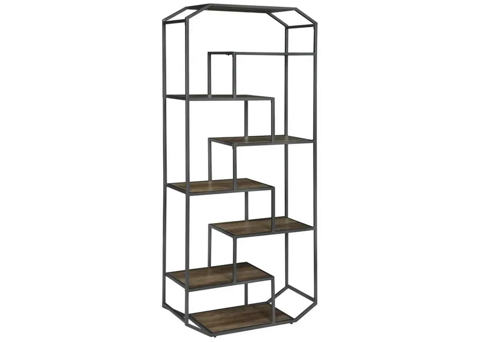 Leland 6-shelf Bookcase Rustic Brown and Dark Grey