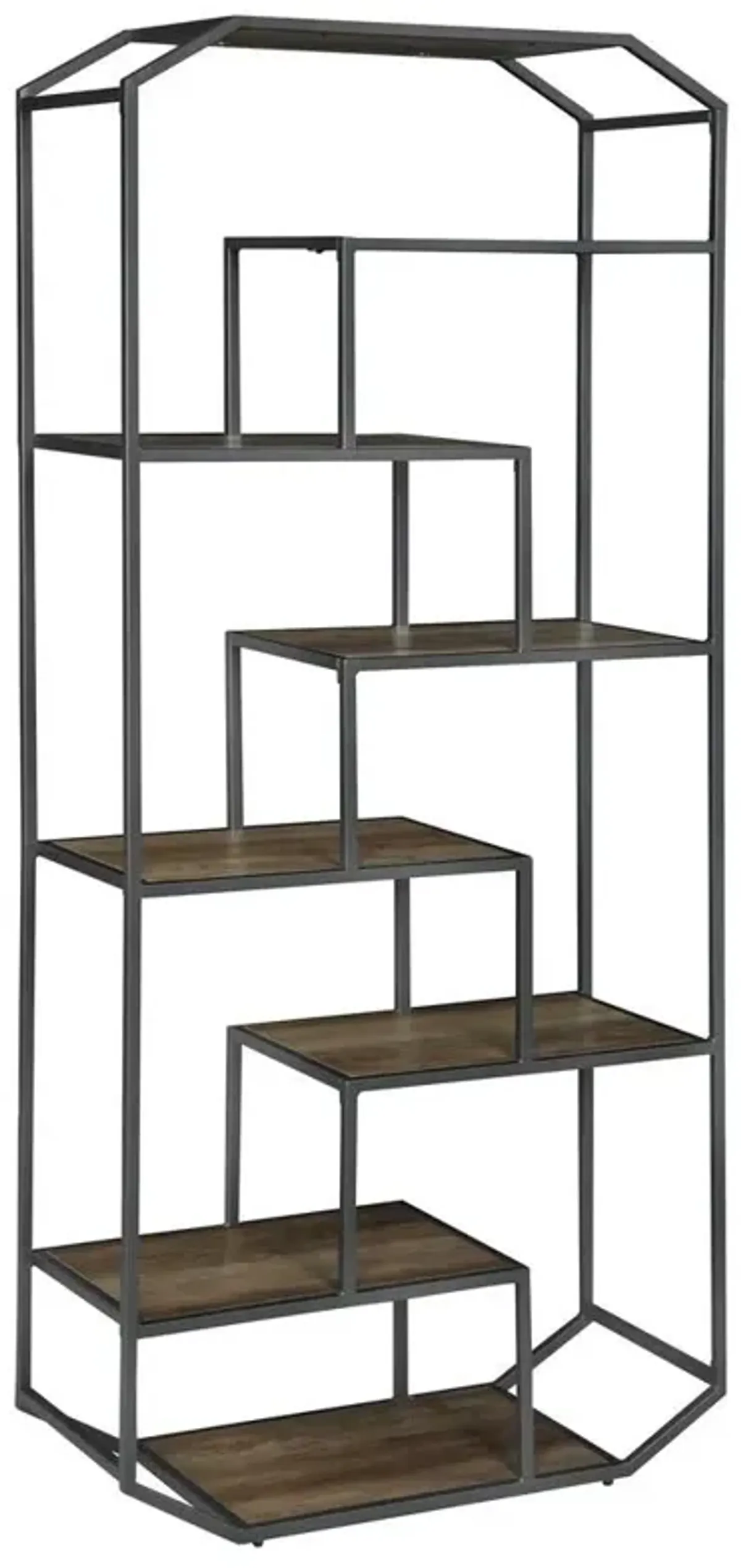 Leland 6-shelf Bookcase Rustic Brown and Dark Grey