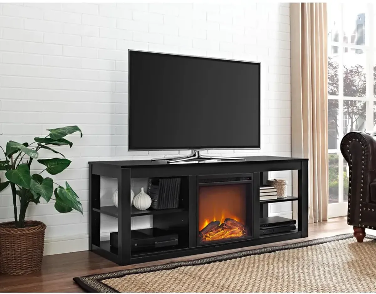 Ameriwood Home Parsons Electric Fireplace Space Heater TV Stand for TVs up to 65"