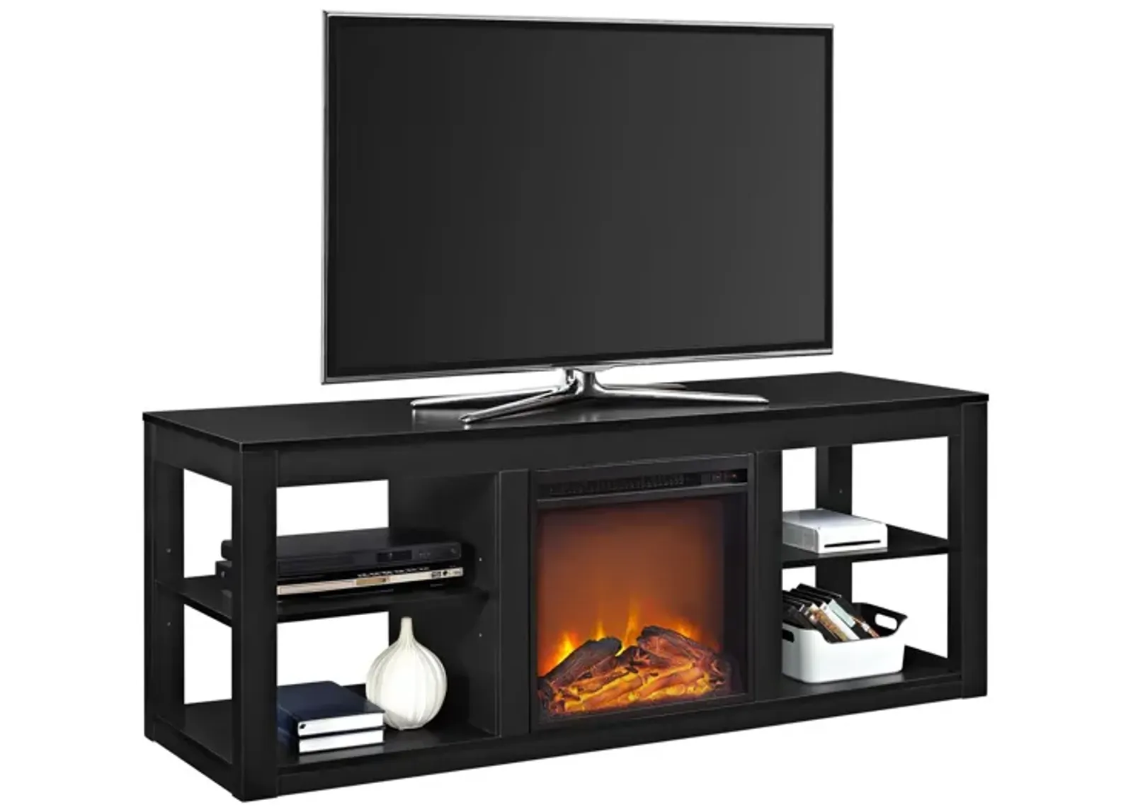 Ameriwood Home Parsons Electric Fireplace Space Heater TV Stand for TVs up to 65"