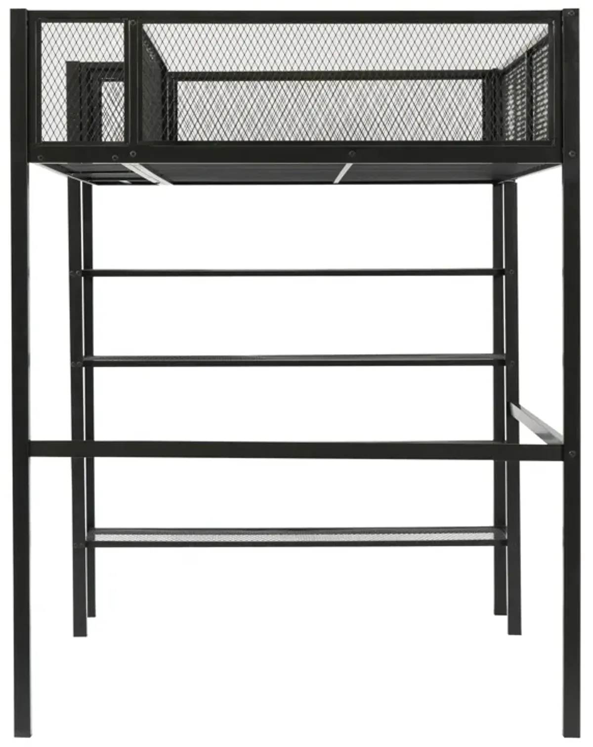 Merax Metal Loft Bed with Storage Shelves