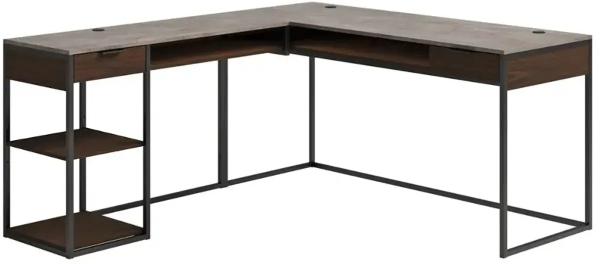 Sauder International Lux L-Desk Deco Stone