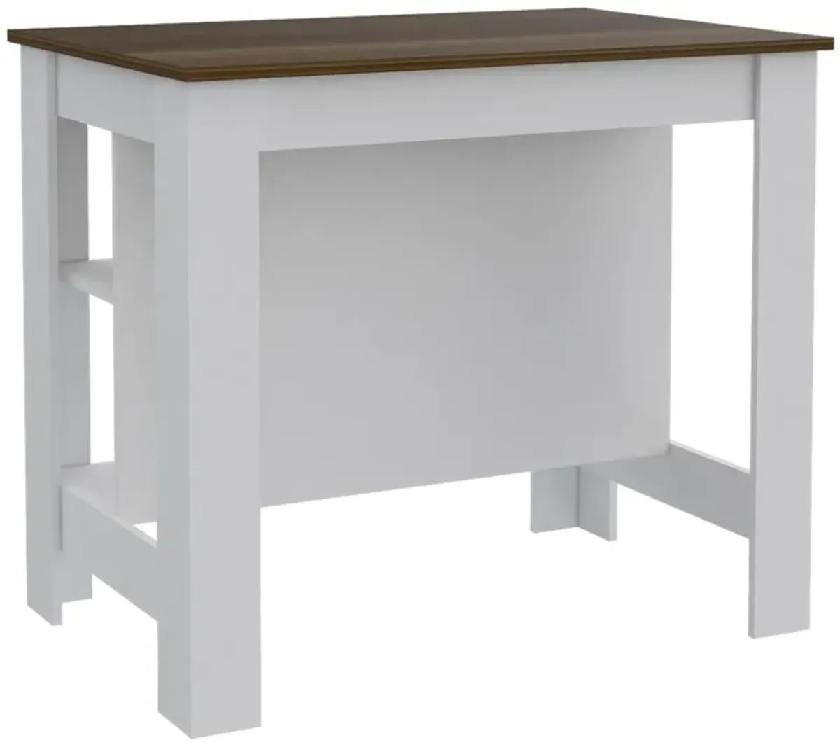 Rockaway 3-Shelf Kitchen Island White And Walnut