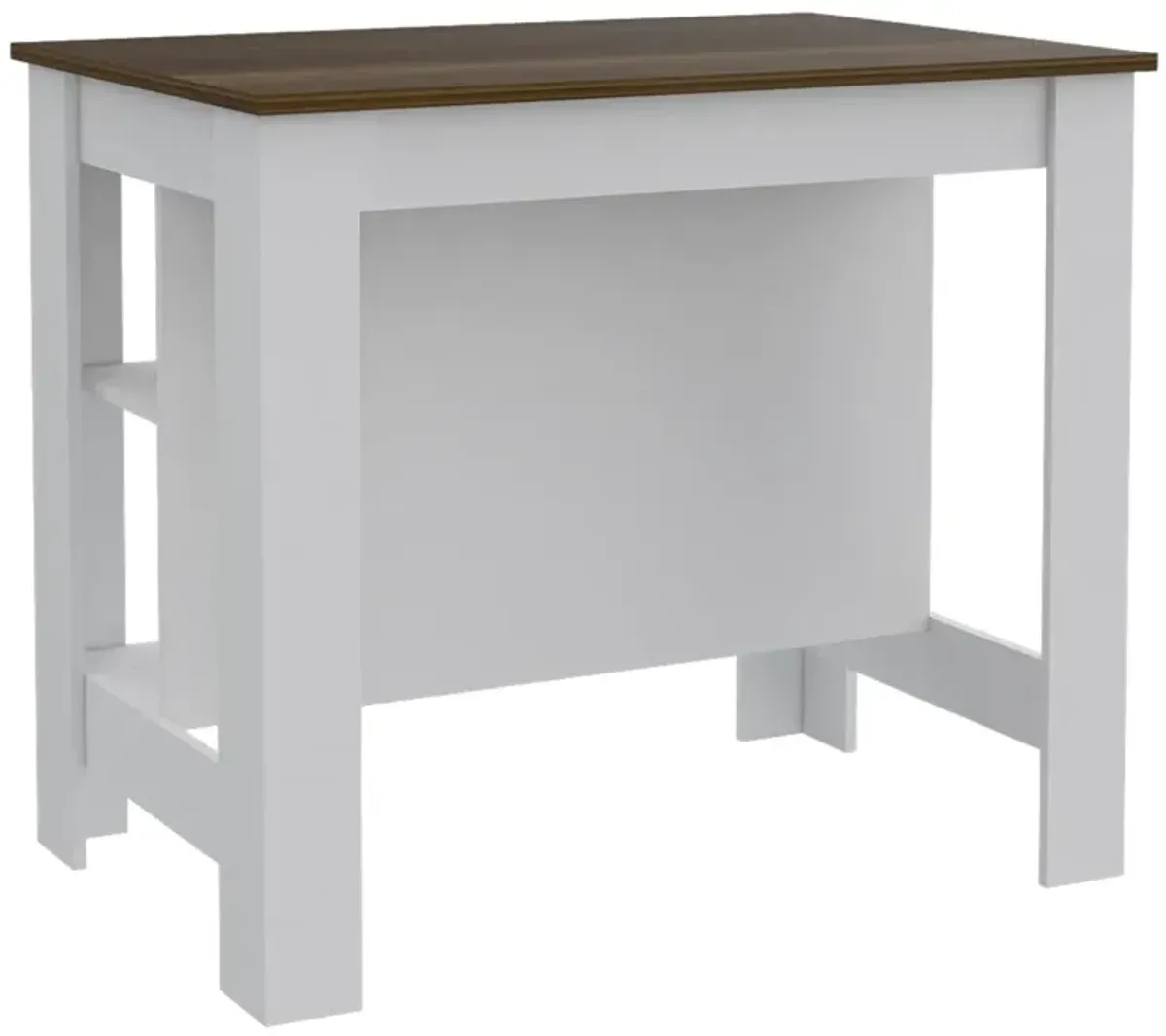 Rockaway 3-Shelf Kitchen Island White And Walnut