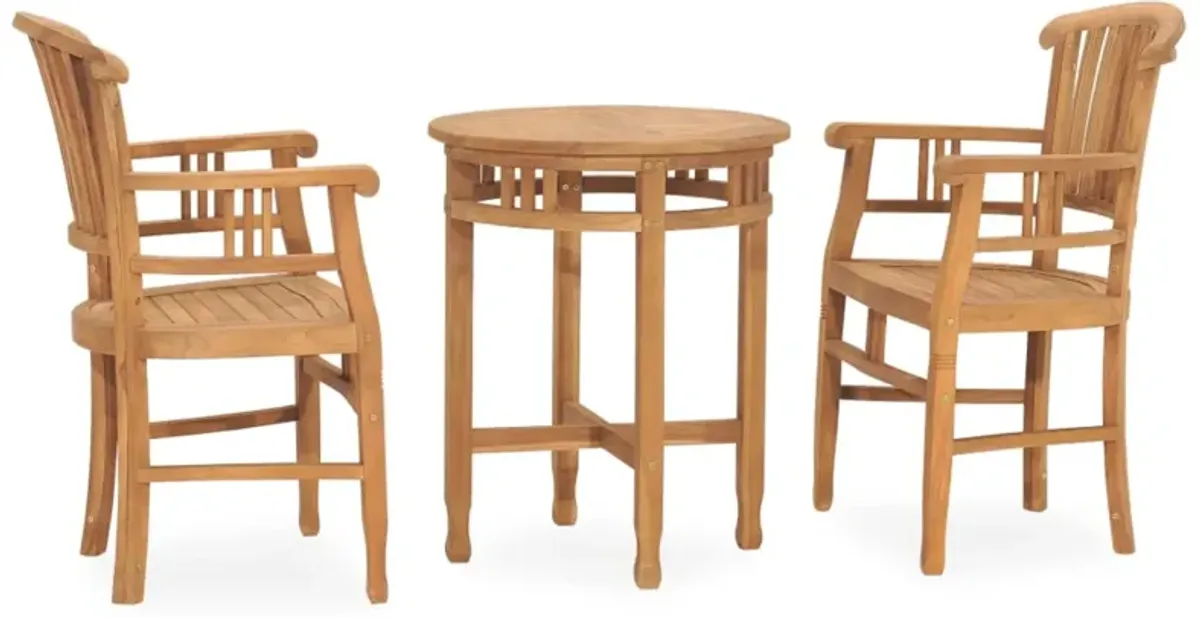 vidaXL 3 Piece Garden Dining Set Solid Teak Wood