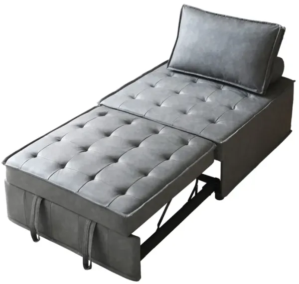 Streamdale Multipurpose Faux Leather Ottoman Sofa Bed (Dark Grey)