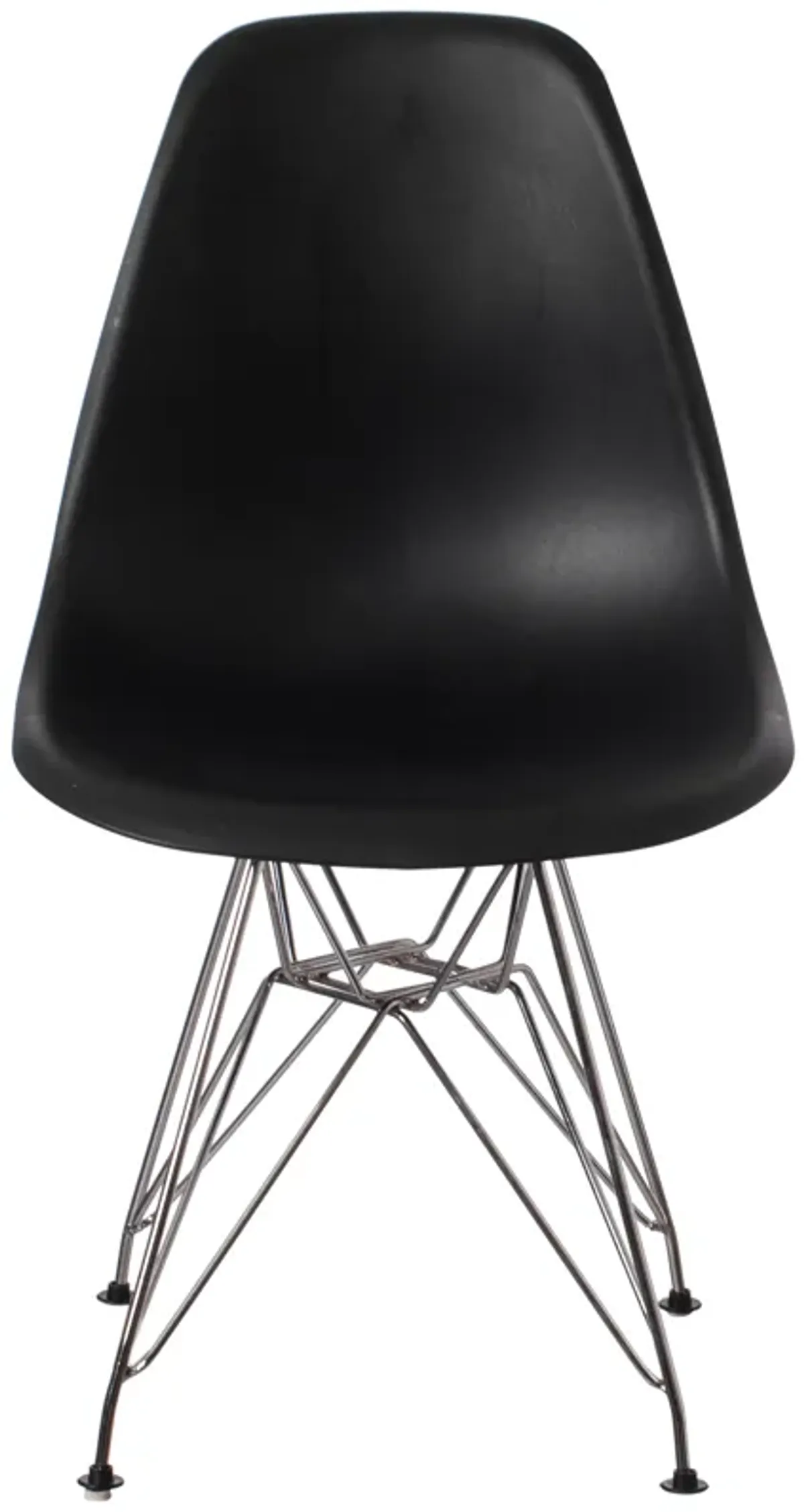 Mid-Century Modern Style Plastic DSW Shell Dining Chair with Metal Legs, Black