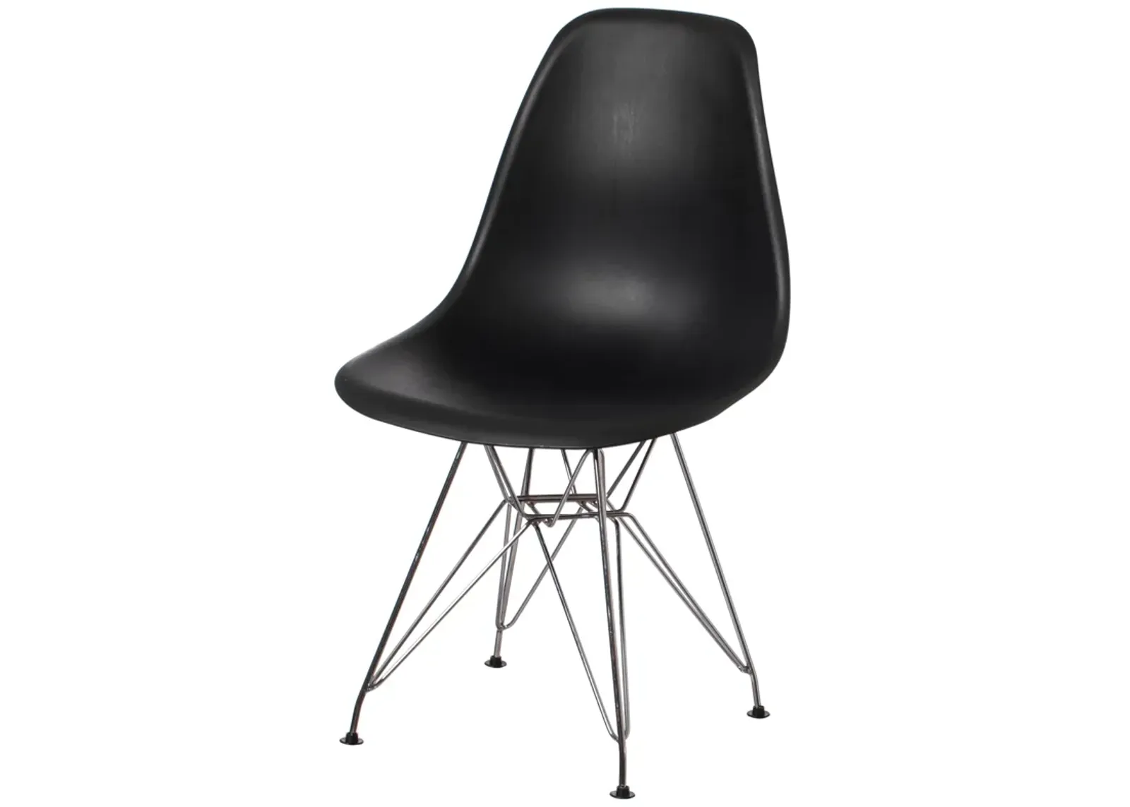 Mid-Century Modern Style Plastic DSW Shell Dining Chair with Metal Legs, Black