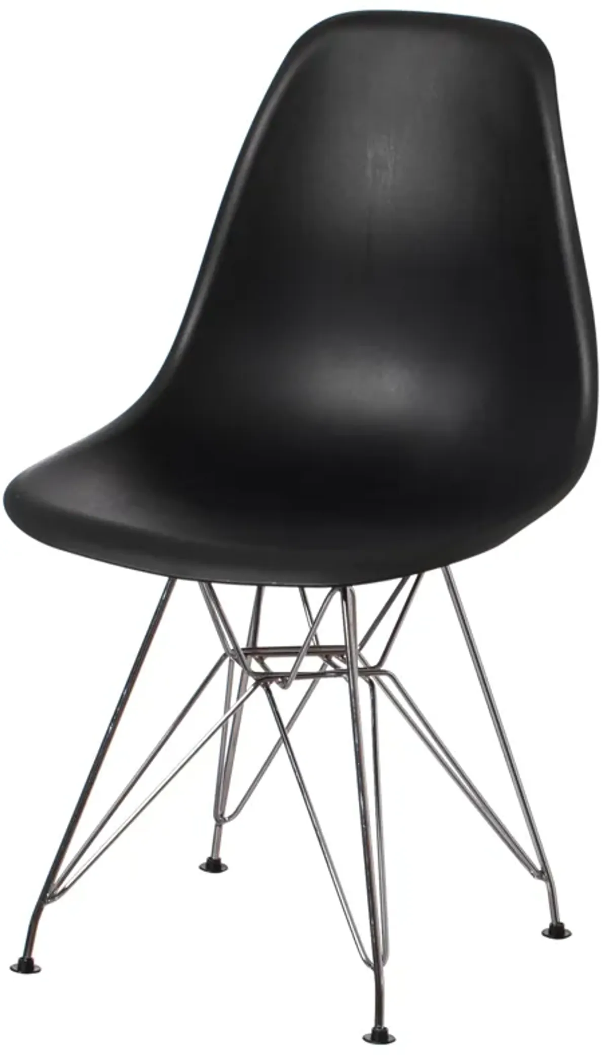 Mid-Century Modern Style Plastic DSW Shell Dining Chair with Metal Legs, Black