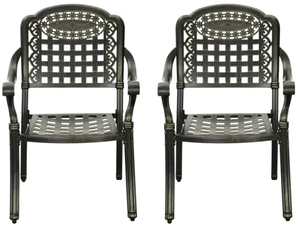 MONDAWE Cast Aluminum Patio Dining Chairs Outdoor Armchair (Set of 2)