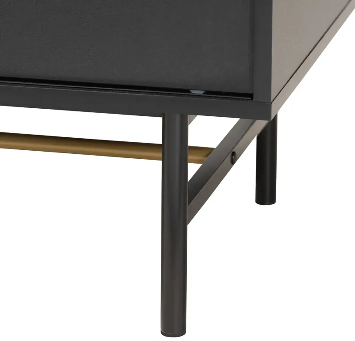 Baxton Studio Truett Dark Brown Finished Wood and Two-Tone Black and Gold Metal TV Stand