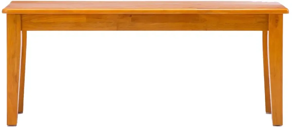 Nova 44 Inch Dining Bench, Tapered Legs, Oak Brown Wood-Benzara