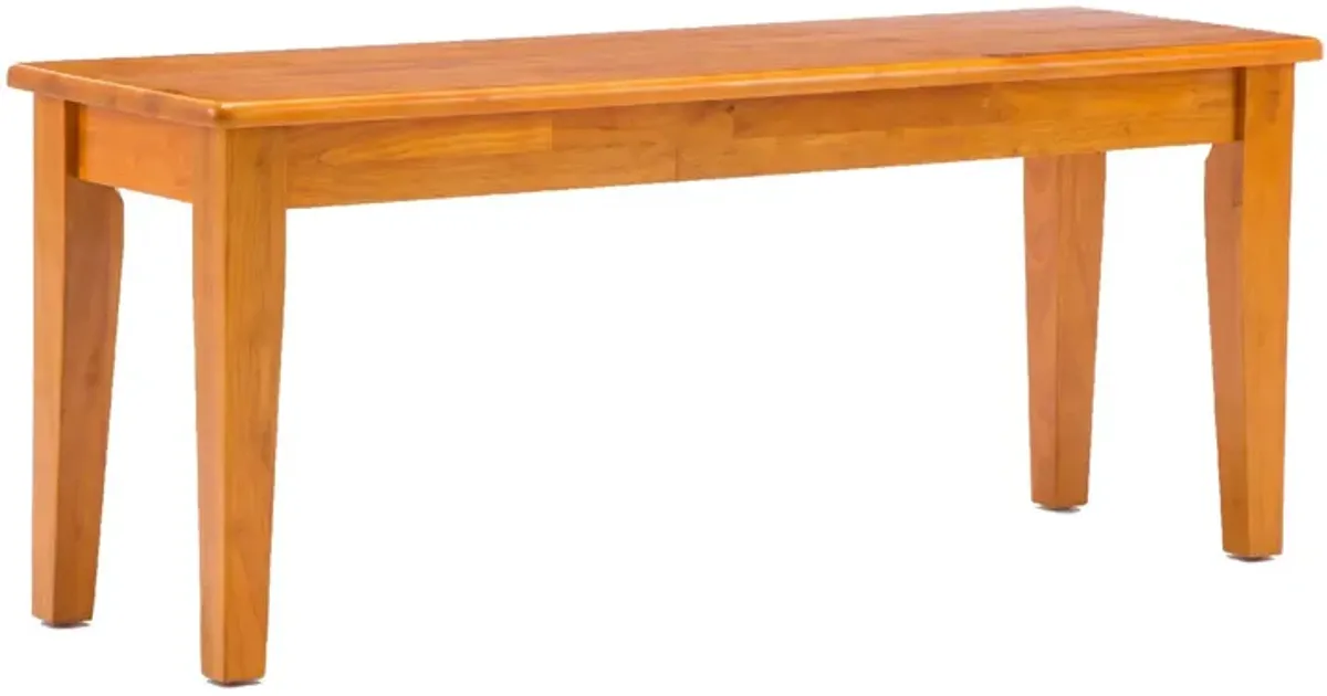 Nova 44 Inch Dining Bench, Tapered Legs, Oak Brown Wood-Benzara