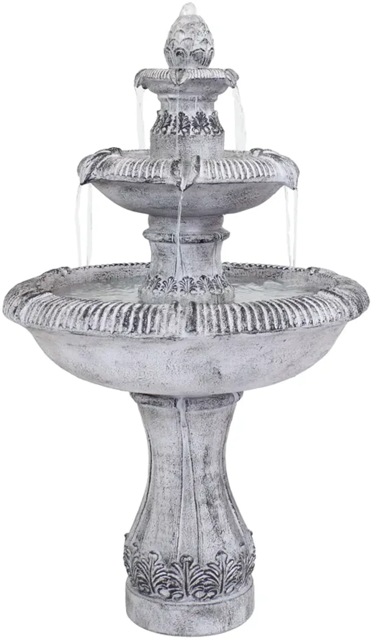 Sunnydaze Mediterranean Reinforced Concrete Outdoor 3-Tier Water Fountain