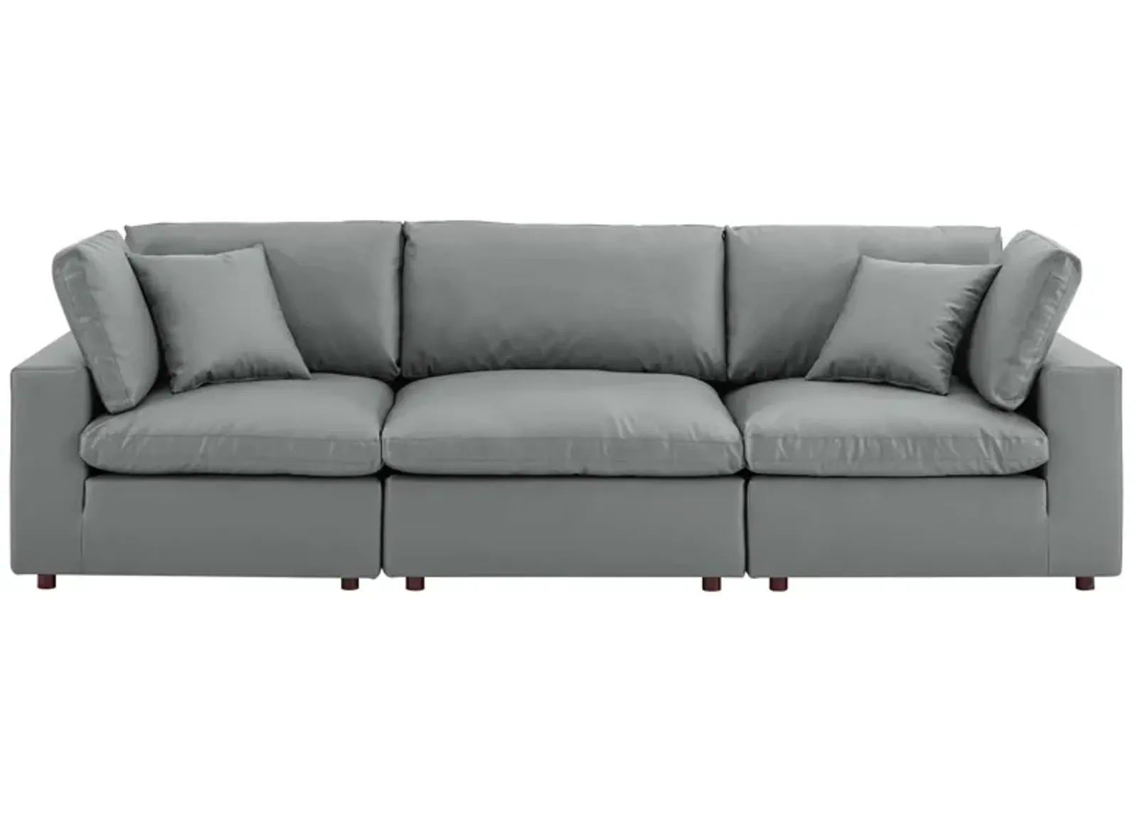 Commix Down Filled Overstuffed Vegan Leather 3-Seater Sofa