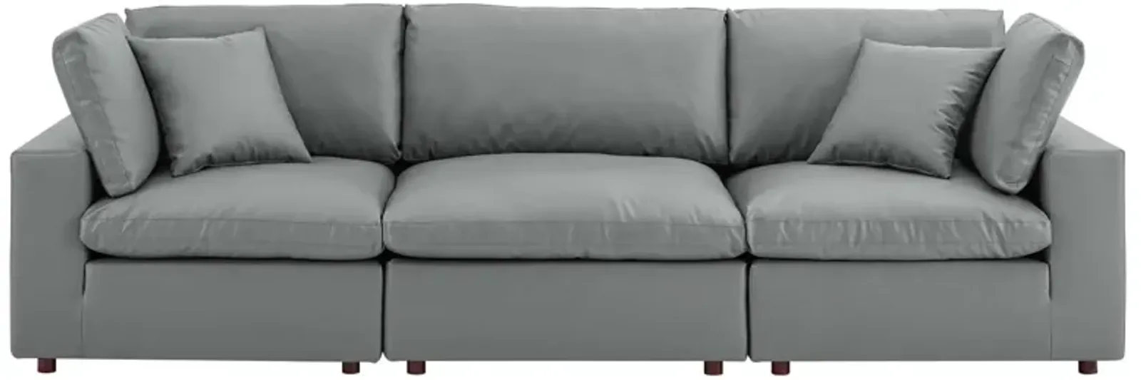 Commix Down Filled Overstuffed Vegan Leather 3-Seater Sofa