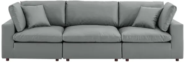 Commix Down Filled Overstuffed Vegan Leather 3-Seater Sofa