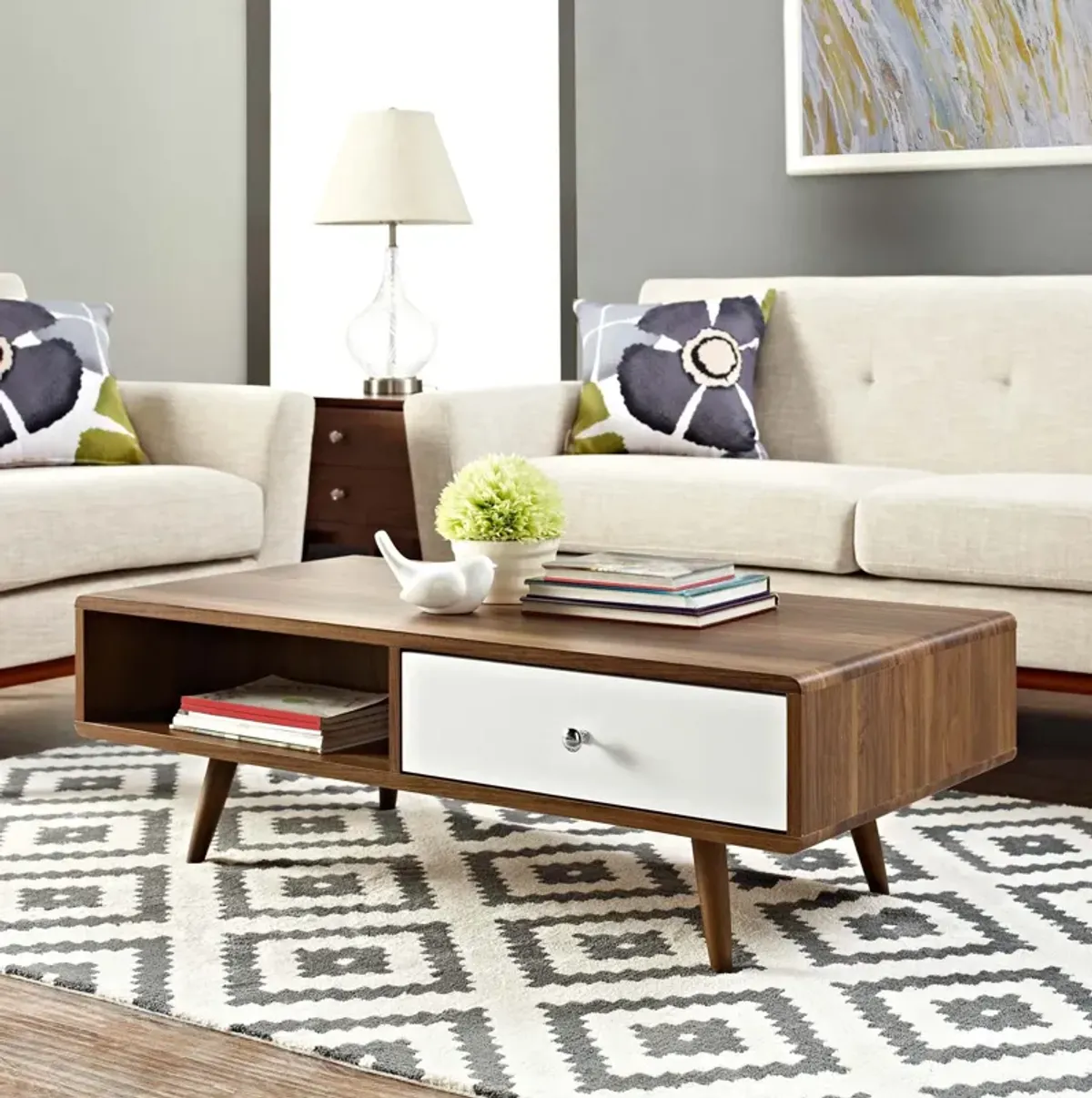 Transmit Coffee Table, Walnut White