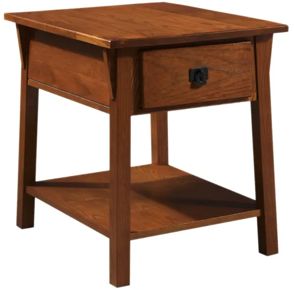 Leick Home 9066-SC Mission End Table with Locking Secret Compartment Made with Solid Wood, for Living Rooms, Russet Finish Side